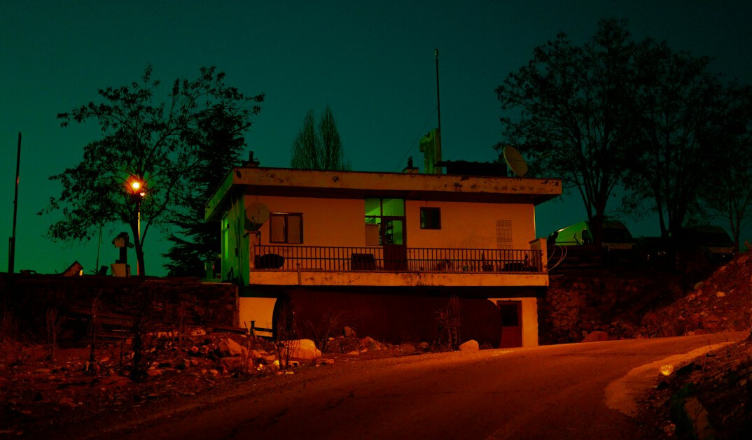 balcony lights at night